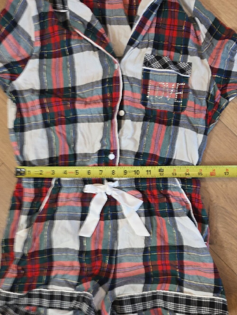 Victoria's Secret Women's Plaid Flannel Pajama Romper Long Sleeve Button Front M - Picture 6 of 6